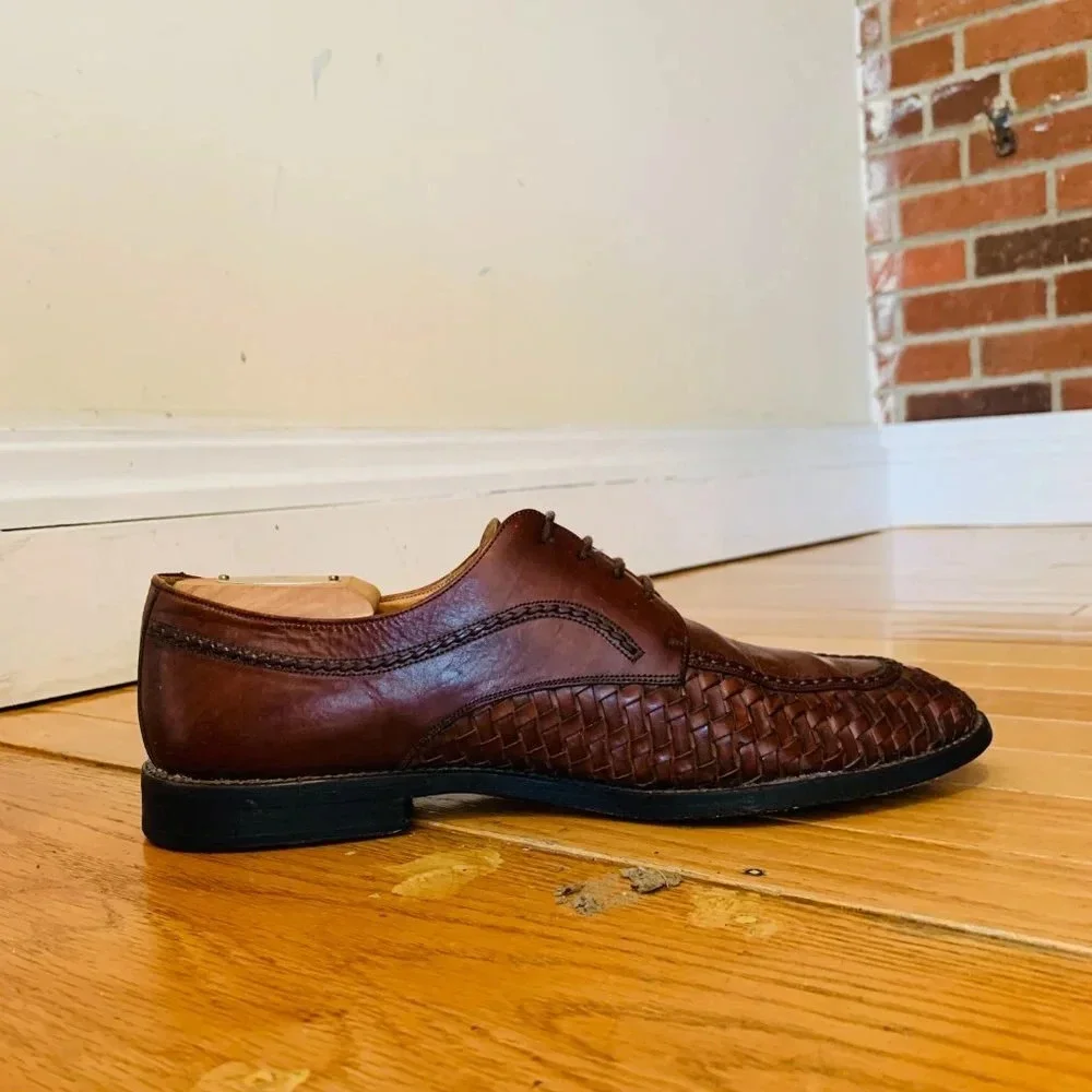 Italian Hand- Made Woven Leather 'Mezlan' Oxford Shoes Men's Size 9 W